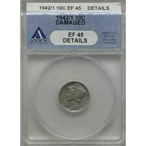 1942/1 10c Mercury Dime ANACS XF45 Details