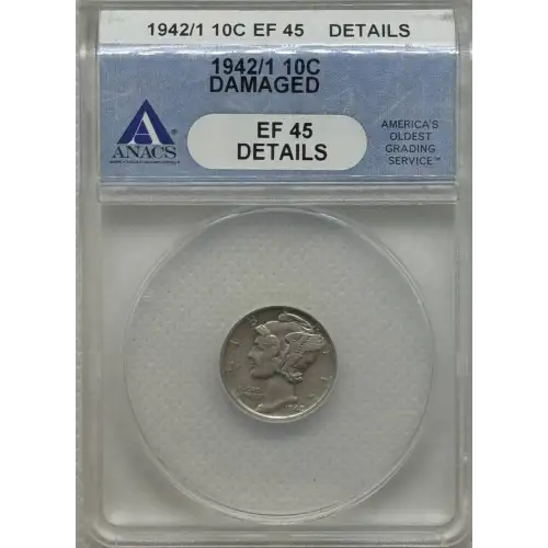 1942/1 10c Mercury Dime ANACS XF45 Details