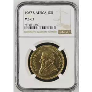 1967 SOUTH AFRICA Gold 1 oz KRUGERRAND NGC MS-62 (2)