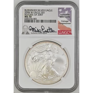 2008 W BURNISHED SILVER EAGLE REVERSE OF 2007  (2)