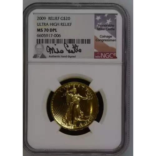 2009 US Gold $20 Ultra High Relief Double Eagle NGC MS70 DPL Castle Signed (2)