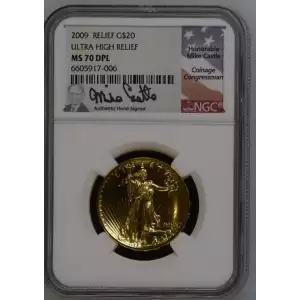 2009 US Gold $20 Ultra High Relief Double Eagle NGC MS70 DPL Castle Signed (2)