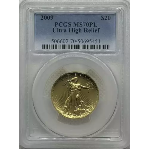 2009 US Gold $20 Ultra High Relief Double Eagle PCGS MS70 PL