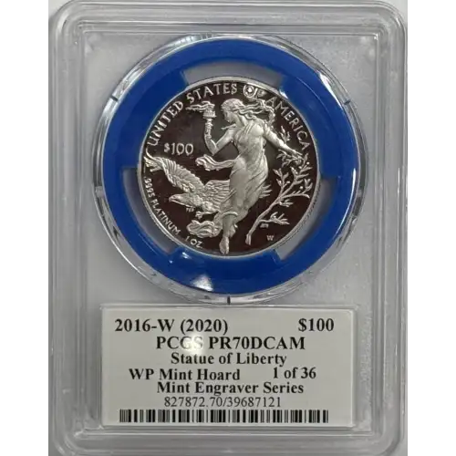2016-W (2020) $100 Statue of Liberty WP Mint Hoard Mint Engraver Series Mercanti Flag 1 of 36, DCAM