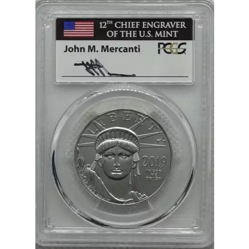 2019 Platinum Eagle P$100 PCGS MS70 FDOI - Mercanti Signed