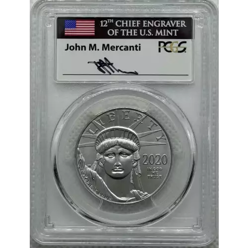 2020 Platinum Eagle P$100 PCGS MS70 FDOI - Mercanti Signed (2)