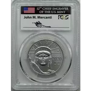 2020 Platinum Eagle P$100 PCGS MS70 FDOI - Mercanti Signed (2)