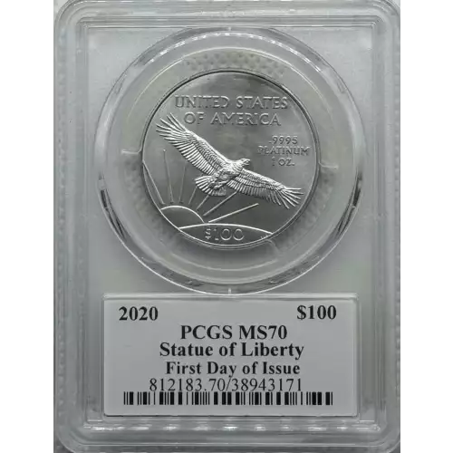 2020 Platinum Eagle P$100 PCGS MS70 FDOI - Mercanti Signed