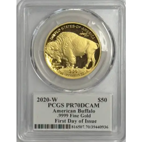 2020-W $50 American Buffalo .9999 Fine Gold First Day of Issue Mercanti Flag, DCAM (2)
