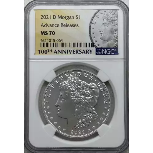 2021 D Morgan Silver Dollar $1 Advance Releases Denver NGC MS70