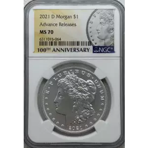 2021 D Morgan Silver Dollar $1 Advance Releases Denver NGC MS70