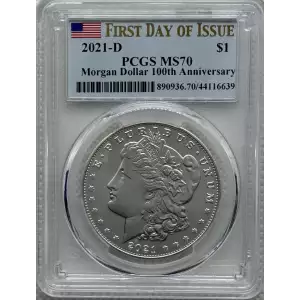 2021 D Morgan Silver Dollar $1 First Day of Issue Denver PCGS MS70  