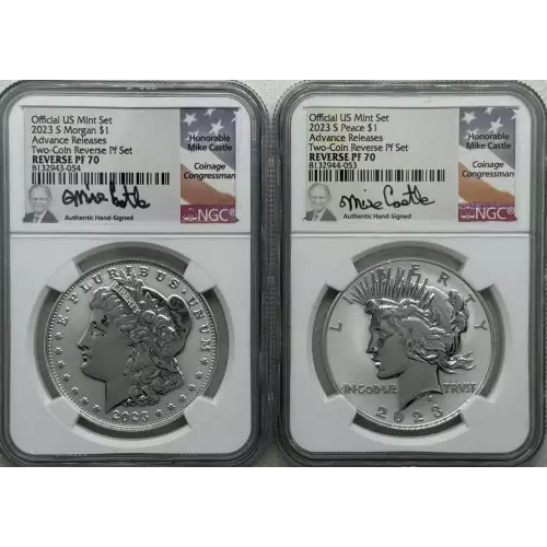 2023 Morgan and Peace Dollar Reverse Proof Set NGC Advance Releases RP70 Castle