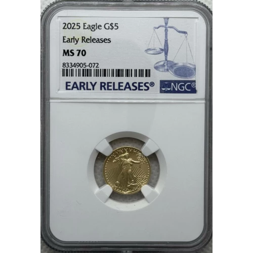 2025 American Gold Eagle 1/10 oz $5 NGC MS70 Early Releases (2)