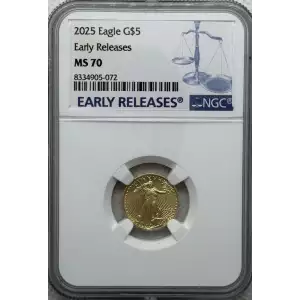 2025 American Gold Eagle 1/10 oz $5 NGC MS70 Early Releases (2)